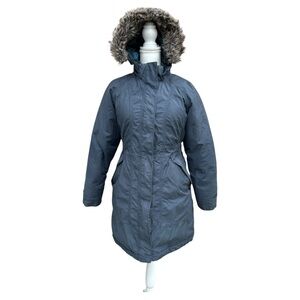 The North Face Arctic Down Parka 11 in Navy hooded faux fur trim SZ M New